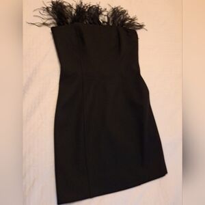 NWT Marella Lira Dress In Black Detachable Feather-detail Bustier Size 2